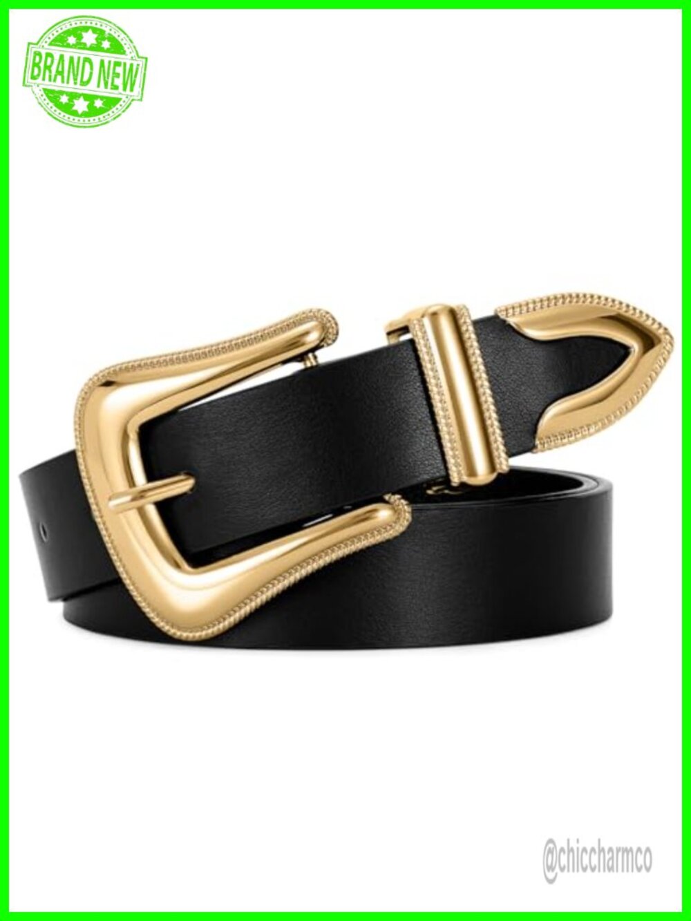 Faux Leather Women's Belt with Silver Buckle Western Style for Jeans Pants